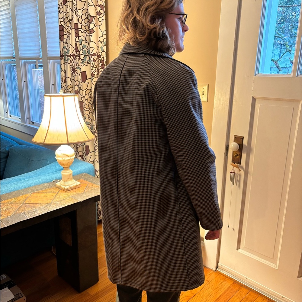 J. Crew Men's Black and Gray Trench Coat - Picture 3 of 8